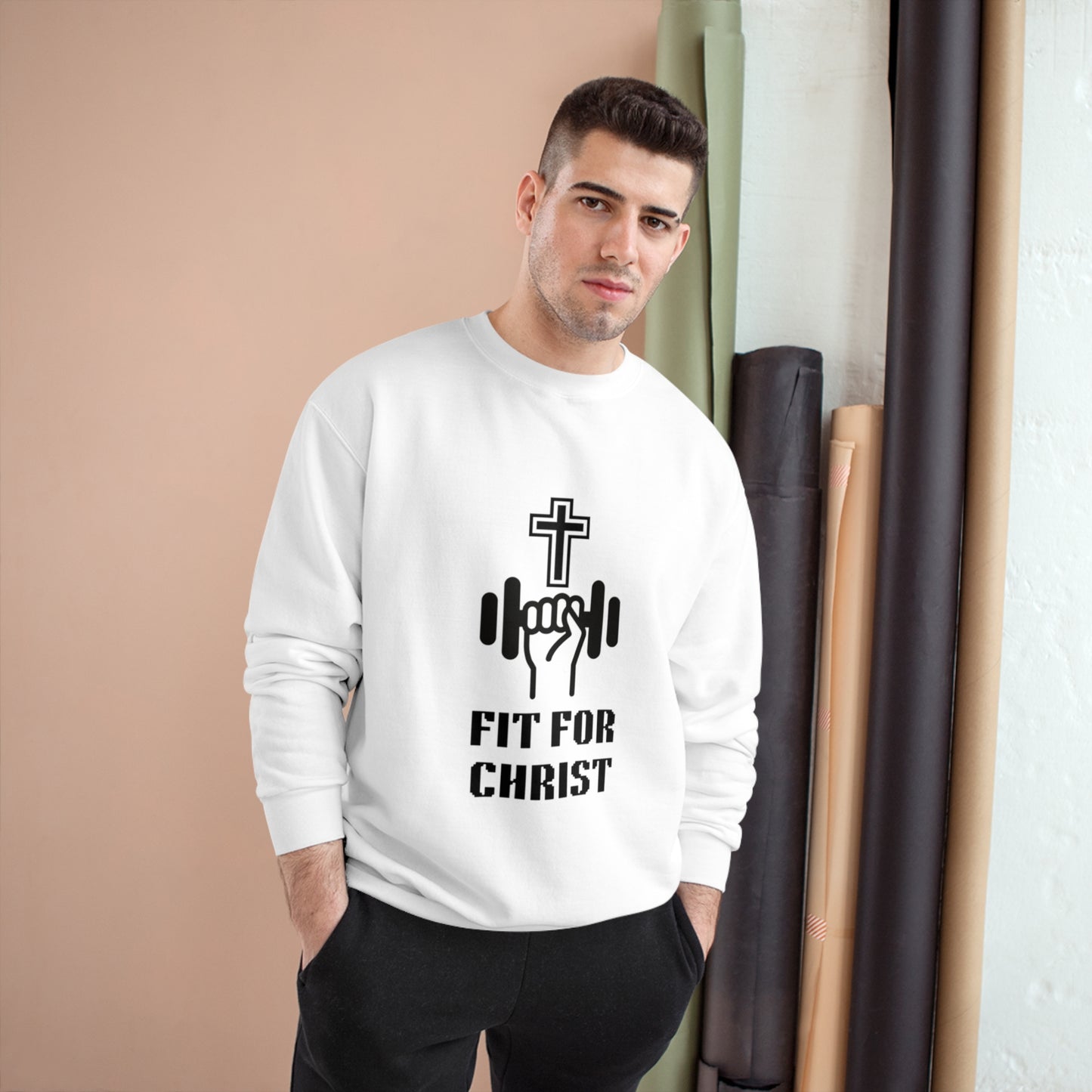 FIT FOR CHRIST Dumbbell in hand Champion Sweatshirt
