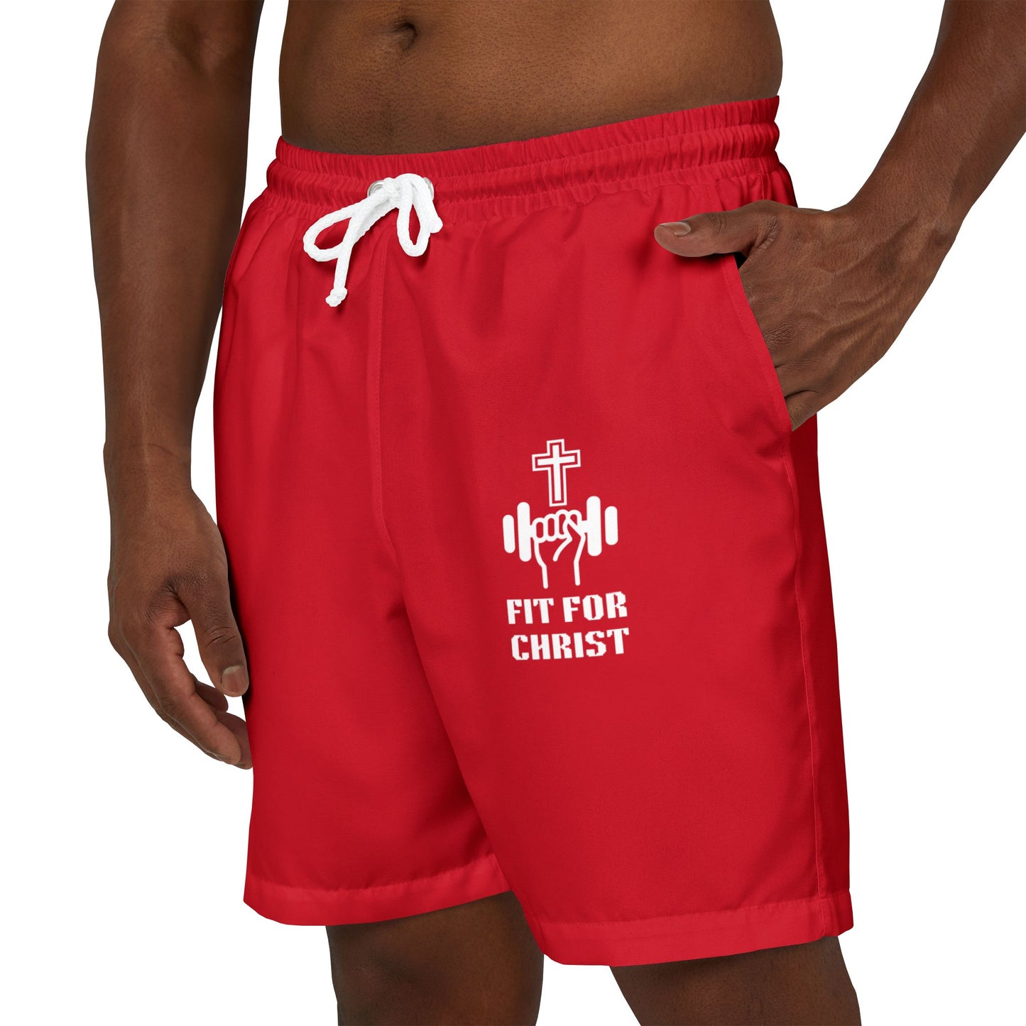 Fit for Christ Unisex Swim Shorts, Summer Pool wear, Beach Essentials, Fitness Gear, Christian Swimwear