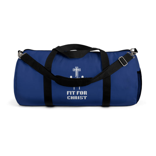 Blue Fit for Christ Fitness Duffel Bag | Gym Bag for Workout, Travel, Sports, Prayer, Faith